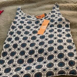 NWT TORY BURCH TANK TOP NAVY, TURQUOISE AND WHITE LARGE